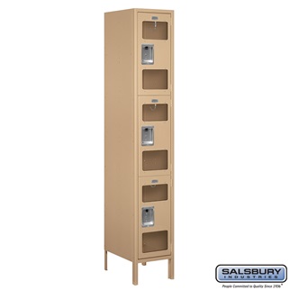 S-53168TN-U 1 x 6 x 18 in. Triple Tier Extra Wide See Through Metal Locker, Tan - Unassembled