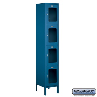 S-54165BL-U 1 x 6 x 15 in. Four Tier Extra Wide See Through Metal Locker, Blue - Unassembled