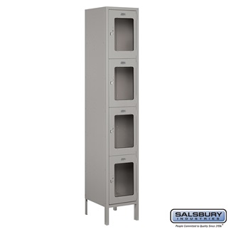 1 x 6 x 15 in. Four Tier Extra Wide See Through Metal Locker, Gray - Assembled