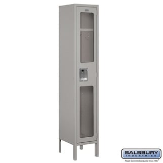 S-61152GY-U 1 x 5 x 12 in. Single Tier See Through Metal Locker, Gray - Unassembled