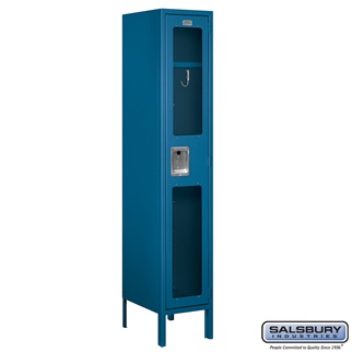 S-61155BL-A 1 x 5 x 15 in. Single Tier See Through Metal Locker, Blue - Assembled