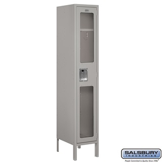 S-61155GY-A 1 x 5 x 15 in. Single Tier See Through Metal Locker, Gray - Assembled