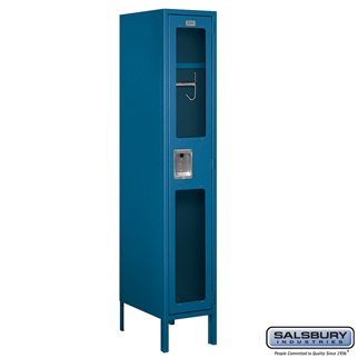 S-61158BL-U 1 x 5 x 18 in. Single Tier See Through Metal Locker, Blue - Unassembled