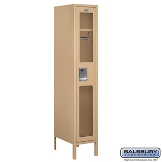 S-61158TN-A 1 x 5 x 18 in. Single Tier See Through Metal Locker, Tan - Assembled