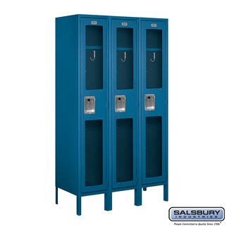 S-61355BL-A 3 x 5 x 15 in. Single Tier See Through Metal Locker, Blue - Assembled