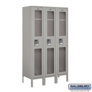 S-61355GY-U 3 x 5 x 15 in. Single Tier See Through Metal Locker, Gray - Unassembled