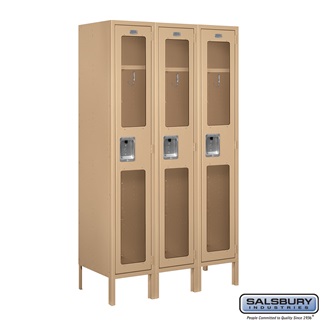S-61355TN-A 3 x 5 x 15 in. Single Tier See Through Metal Locker, Tan - Assembled