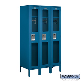 S-61358BL-A 3 x 5 x 18 in. Single Tier See Through Metal Locker, Blue - Assembled