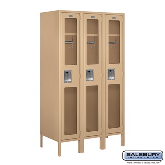 S-61358TN-A 3 x 5 x 18 in. Single Tier See Through Metal Locker, Tan - Assembled
