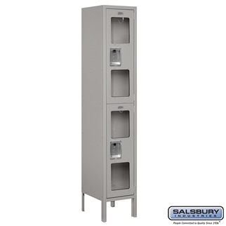 S-62152GY-A 1 x 5 x 12 in. Double Tier See Through Metal Locker, Gray - Assembled