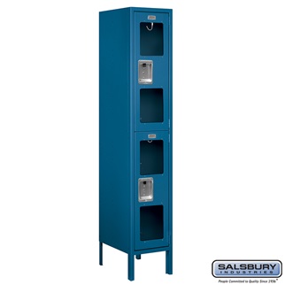 S-62155BL-U 1 x 5 x 15 in. Double Tier See Through Metal Locker, Blue - Unassembled