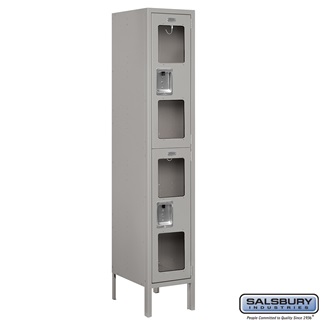 S-62155GY-A 1 x 5 x 15 in. Double Tier See Through Metal Locker, Gray - Assembled