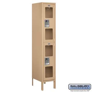 S-62155TN-A 1 x 5 x 15 in. Double Tier See Through Metal Locker, Tan - Assembled