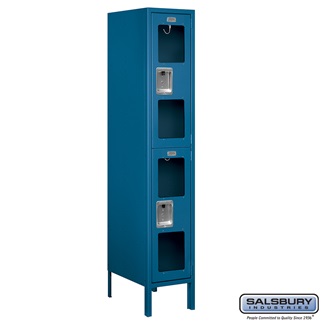 S-62158BL-U 1 x 5 x 18 in. Double Tier See Through Metal Locker, Blue - Unassembled