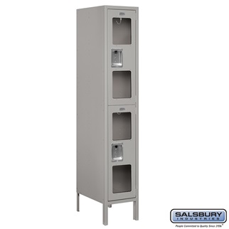 S-62158GY-A 1 x 5 x 18 in. Double Tier See Through Metal Locker, Gray - Assembled