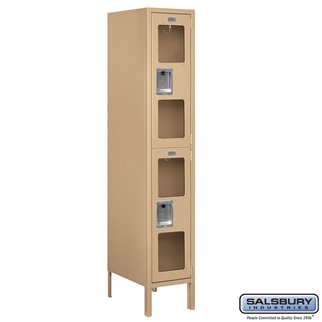 S-62158TN-A 1 x 5 x 18 in. Double Tier See Through Metal Locker, Tan - Assembled