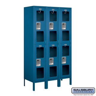S-62355BL-U 3 x 5 x 15 in. Double Tier See Through Metal Locker, Blue - Unassembled