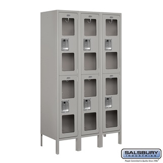 S-62355GY-U 3 x 5 x 15 in. Double Tier See Through Metal Locker, Gray - Unassembled