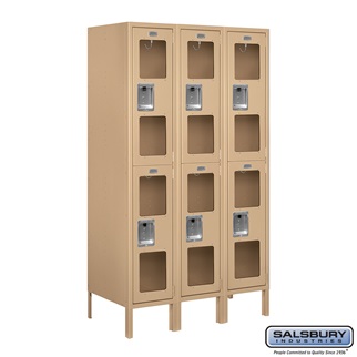 S-62358TN-U 3 x 5 x 18 in. Double Tier See Through Metal Locker, Tan - Unassembled