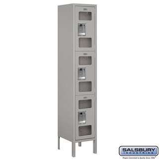 S-63152GY-A 1 x 5 x 12 in. Triple Tier See Through Metal Locker, Gray - Assembled