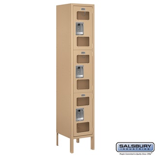 S-63152TN-A 1 x 5 x 12 in. Triple Tier See Through Metal Locker, Tan - Assembled
