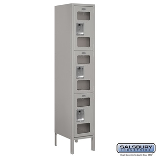 S-63155GY-U 1 x 5 x 15 in. Triple Tier See Through Metal Locker, Gray - Unassembled