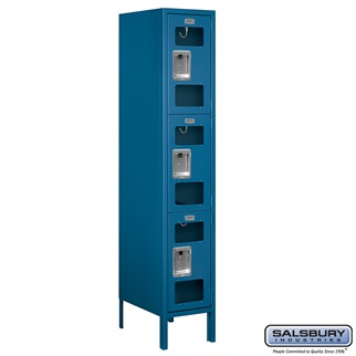 S-63158BL-U 1 x 5 x 18 in. Triple Tier See Through Metal Locker, Blue - Unassembled