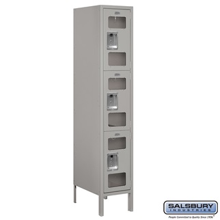 S-63158GY-A 1 x 5 x 18 in. Triple Tier See Through Metal Locker, Gray - Assembled