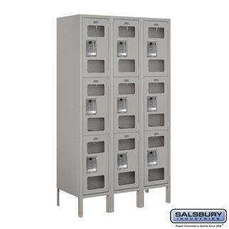 S-63355GY-A 3 x 5 x 15 in. Triple Tier See Through Metal Locker, Gray - Assembled