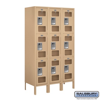S-63355TN-U 3 x 5 x 15 in. Triple Tier See Through Metal Locker, Tan - Unassembled