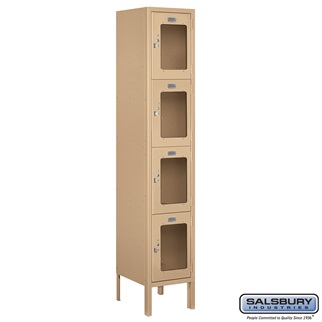 S-64152TN-A 1 x 5 x 12 in. Four Tier See Through Metal Locker, Tan - Assembled
