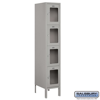 S-64155GY-U 1 x 5 x 15 in. Four Tier See Through Metal Locker, Gray - Unassembled