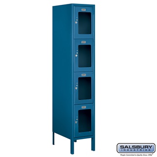S-64158BL-A 1 x 5 x 18 in. Four Tier See Through Metal Locker, Blue - Assembled