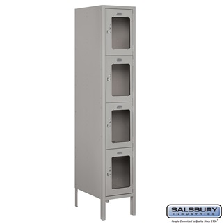 S-64158GY-U 1 x 5 x 18 in. Four Tier See Through Metal Locker, Gray - Unassembled