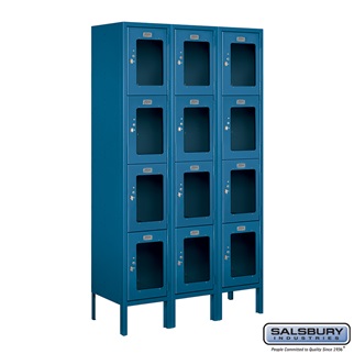 S-64352BL-A 3 x 5 x 12 in. Four Tier See Through Metal Locker, Blue - Assembled
