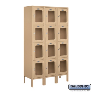 S-64352TN-A 3 x 5 x 12 in. Four Tier See Through Metal Locker, Tan - Assembled