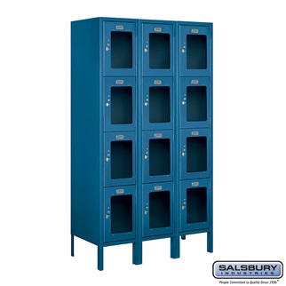 S-64355BL-A 3 x 5 x 15 in. Four Tier See Through Metal Locker, Blue - Assembled
