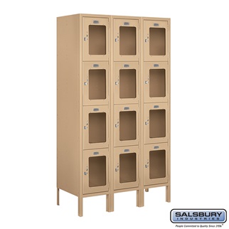 3 x 5 x 15 in. Four Tier See Through Metal Locker, Tan - Assembled