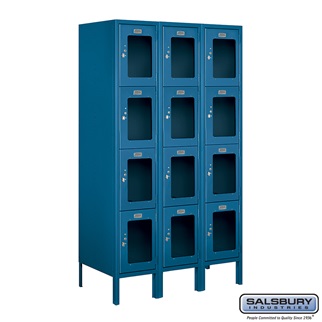 S-64358BL-A 3 x 5 x 18 in. Four Tier See Through Metal Locker, Blue - Assembled
