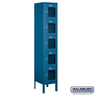 S-65152BL-U 1 x 5 x 12 in. Five Tier Box Style See Through Metal Locker, Blue - Unassembled