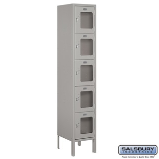 S-65152GY-A 1 x 5 x 12 in. Five Tier Box Style See Through Metal Locker, Gray - Assembled