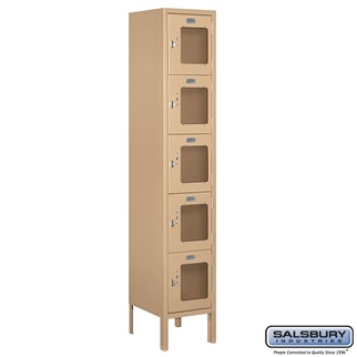 S-65152TN-U 1 x 5 x 12 in. Five Tier Box Style See Through Metal Locker, Tan - Unassembled