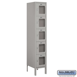 S-65155GY-U 1 x 5 x 15 in. Five Tier Box Style See Through Metal Locker, Gray - Unassembled