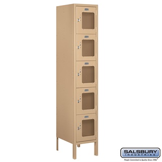 S-65155TN-A 1 x 5 x 15 in. Five Tier Box Style See Through Metal Locker, Tan - Assembled