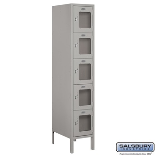S-65158GY-A 1 x 5 x 18 in. Five Tier Box Style See Through Metal Locker, Gray - Assembled