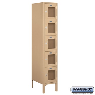S-65158TN-U 1 x 5 x 18 in. Five Tier Box Style See Through Metal Locker, Tan - Unassembled