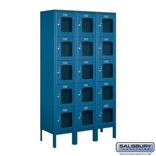 S-65352BL-A 3 x 5 x 12 in. Five Tier Box Style See Through Metal Locker, Blue - Assembled