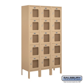 S-65352TN-A 3 x 5 x 12 in. Five Tier Box Style See Through Metal Locker, Tan - Assembled