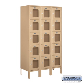 S-65355TN-A 3 x 5 x 15 in. Five Tier Box Style See Through Metal Locker, Tan - Assembled