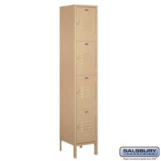 54165TN-U 1 x 6 x 15 in. Four Tier Extra Wide Standard Metal Locker, Tan - Unassembled